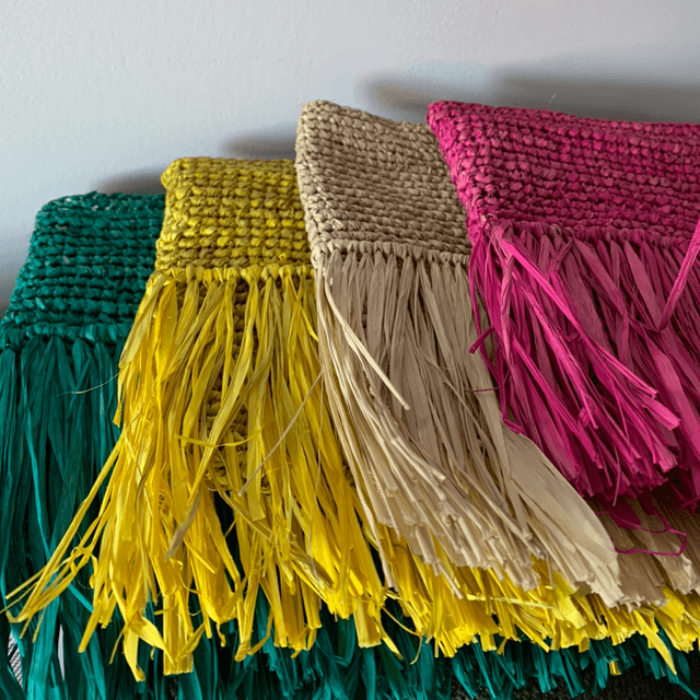 MORGANE - Natural Raffia Straw Clutch