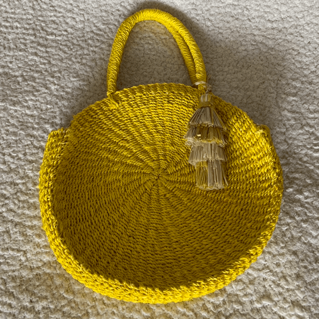 Sac fourre-tout rond en paille d'Abaca | Abaca Straw Round Tote Bag
