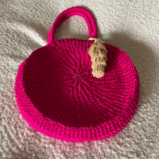 Sac fourre-tout rond en paille d'Abaca | Abaca Straw Round Tote Bag