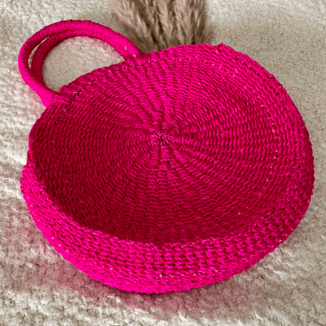 Sac fourre-tout rond en paille d'Abaca | Abaca Straw Round Tote Bag