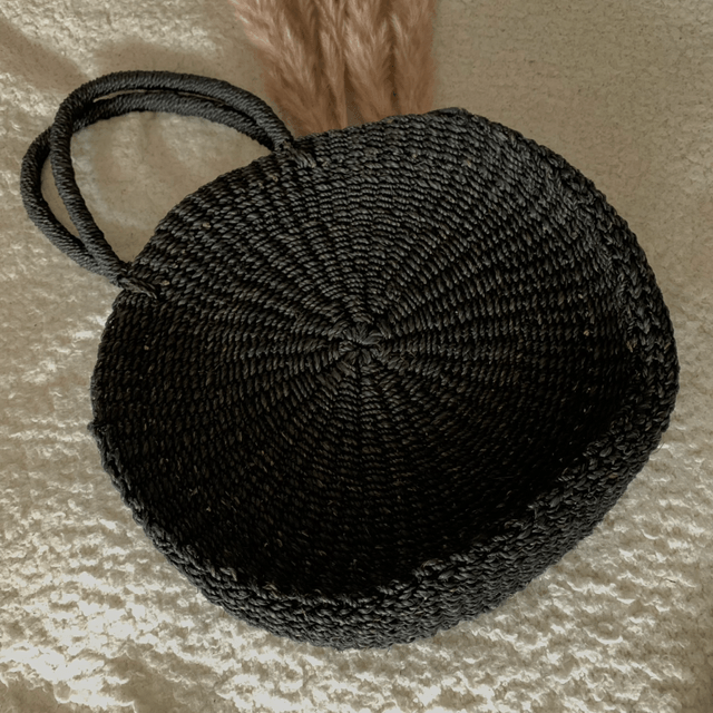 Sac fourre-tout rond en paille d'Abaca | Abaca Straw Round Tote Bag
