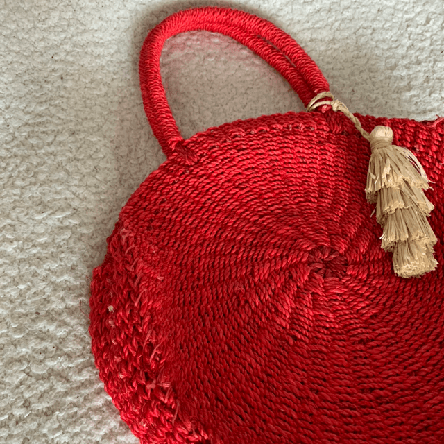 Sac fourre-tout rond en paille d'Abaca | Abaca Straw Round Tote Bag