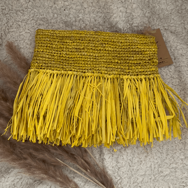 MORGANE - Natural Raffia Straw Clutch