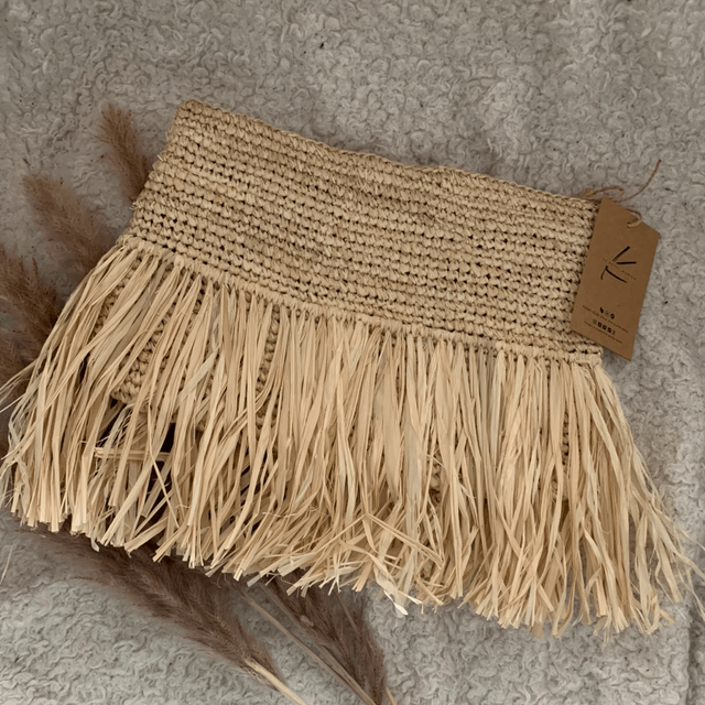 MORGANE - Natural Raffia Straw Clutch