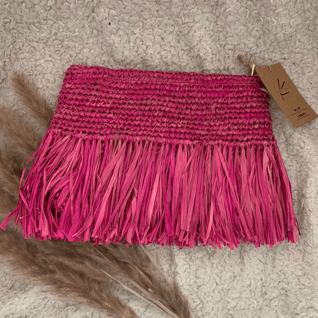 MORGANE - Natural Raffia Straw Clutch