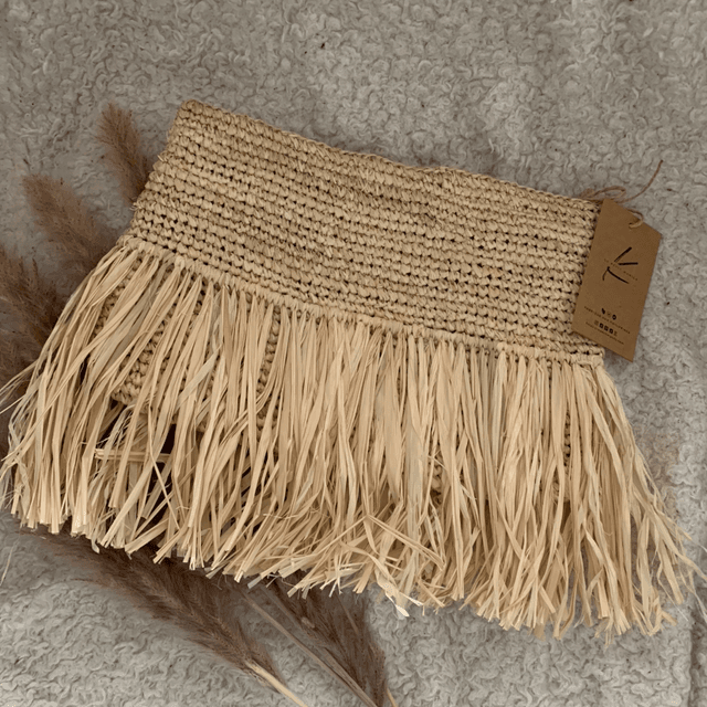 MORGANE - Natural Raffia Straw Clutch